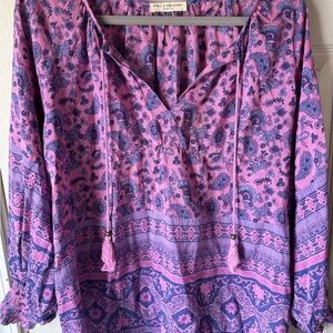 Spell Purple Graphic Tie Front Blouse
